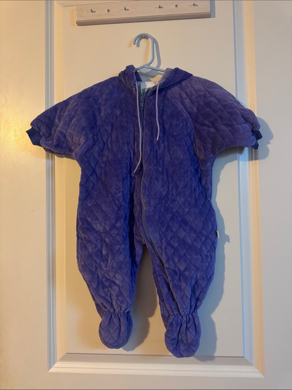 Little me 9mo purple full zip body suit sleep warm nap sack footie - Picture 1 of 6